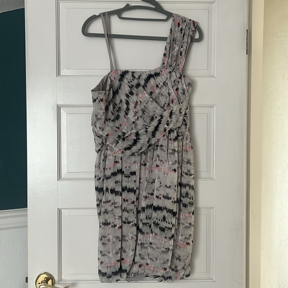 Bcbg Printed Grey Patterned Draped Mini Cocktail … - image 4